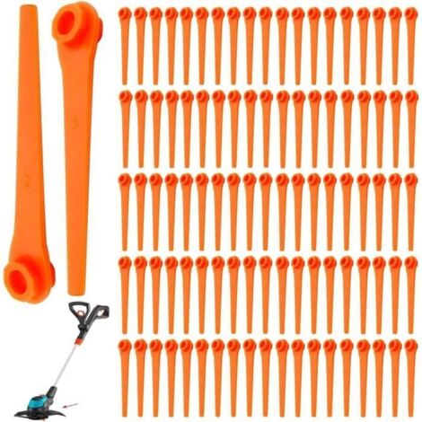 Packung Mit 100 Ersatz-kunststoffklingen 70 Mm Für Gardena Freischneider 9823, 9825, 9820, 9821.