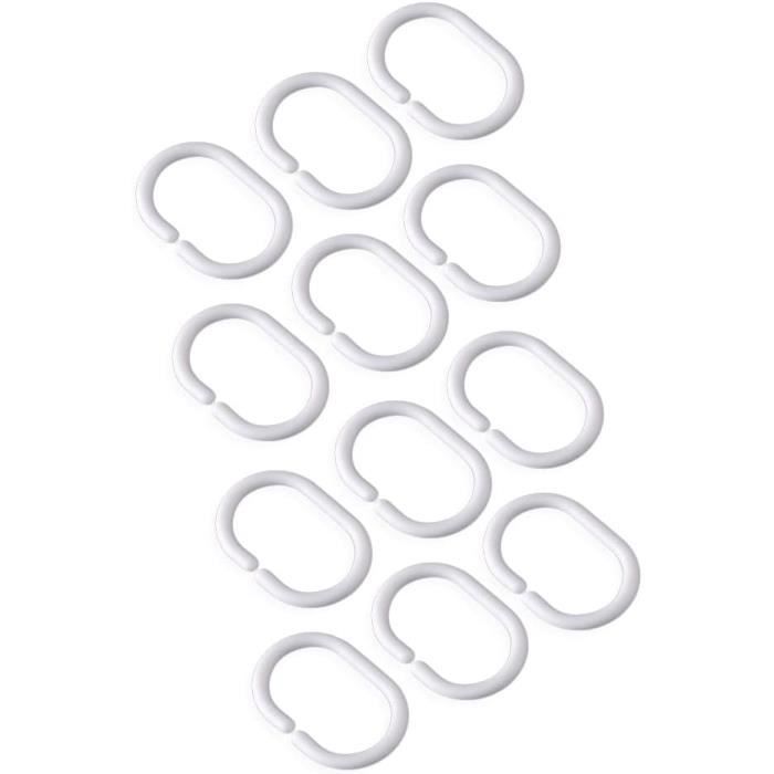 Duschvorhangringe, C-ringe Aus Kunststoff, Langlebig, Für Duschvorhänge, 12 Stück (weiß)