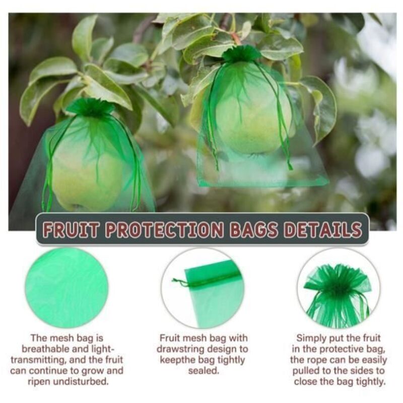 Schutzbeutel Für Obst - 100 Weiße Netze 30x20cm - Schützen Sie Ihr Obst Vor Vögeln Und Insekten