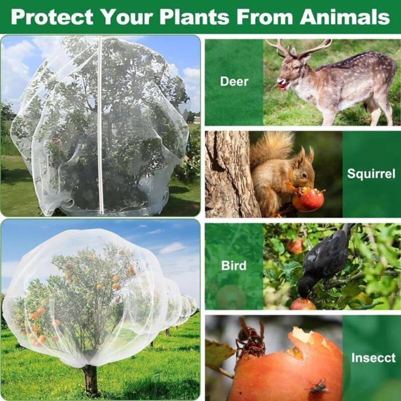 Schutznetz Gegen Insekten Und Vögel, Mit Reißverschluss Und Kordelzug, Für Gemüse, Obst, Blumen Und Sträucher.