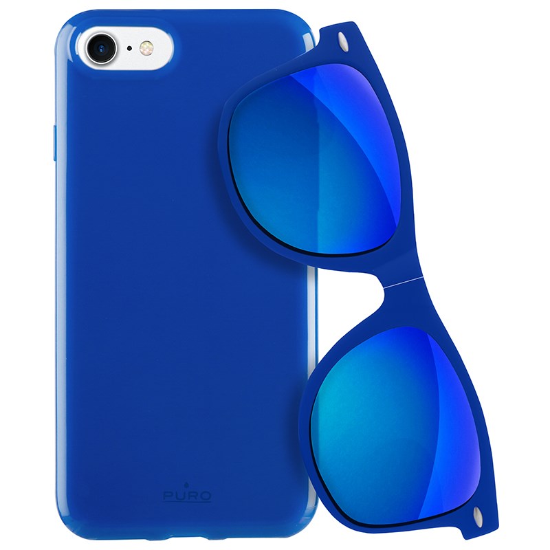 Puro Sunny Kit – Iphone Se (2022 / 2020) / 8 / 7 Hüllenset + Faltbare Sonnenbrille (blau)