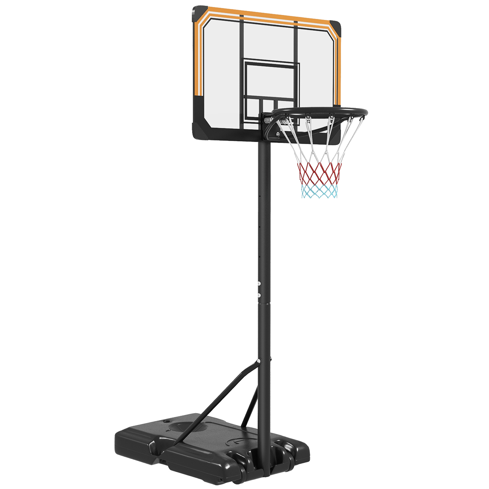 Freistehender Basketballkorb, Höhenverstellbar Von 213 Bis 243 Cm, Mit Beschwertem Fuß, Rollen Und Stabiler Rückwand. Schwarz.