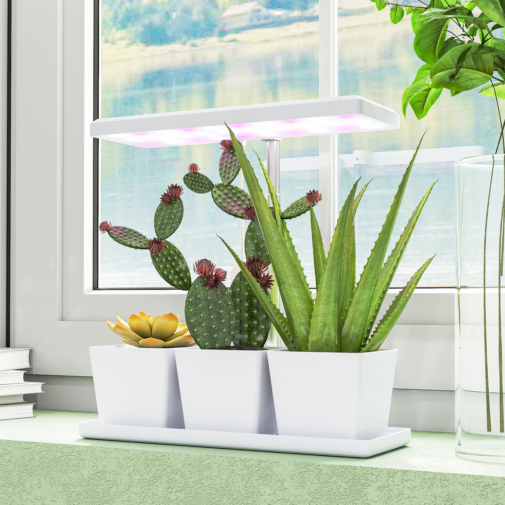 10-w-vollspektrum-led-pflanzenlampe Mit 3 Anzuchtschalen, 31,8 X 13,4 X 35,6 Cm, Weiß