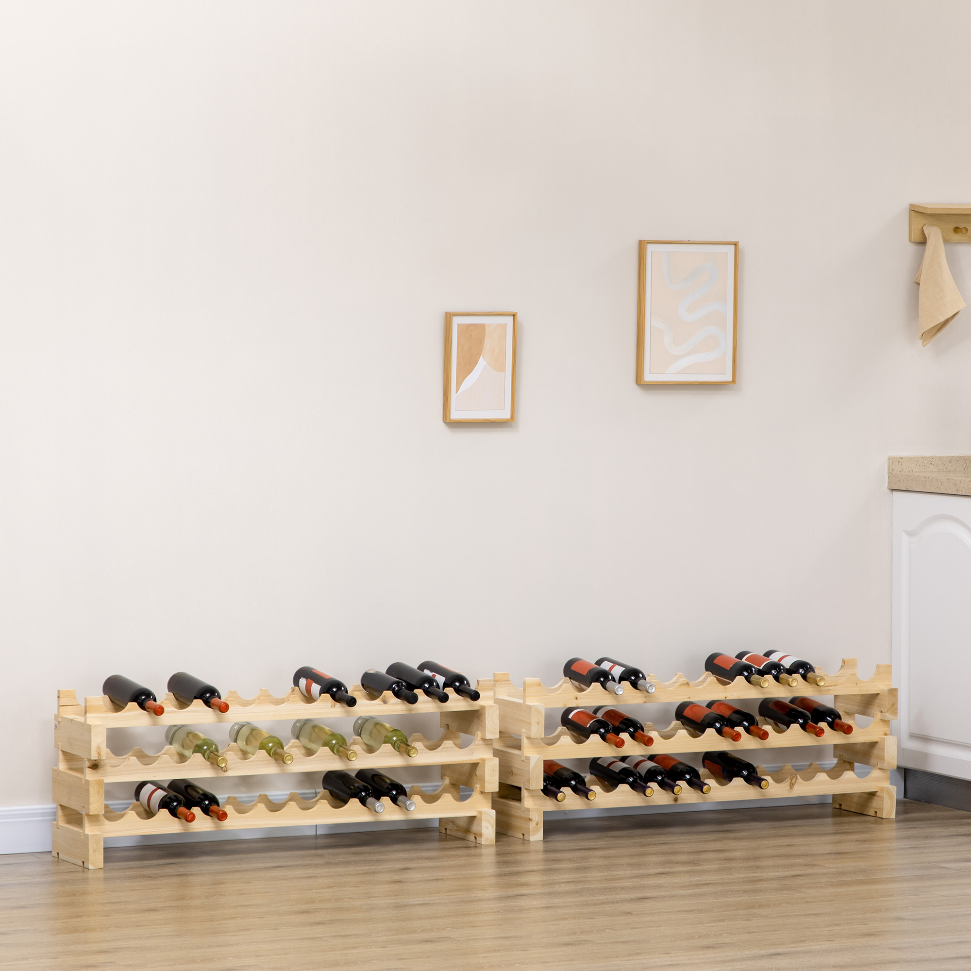 6-stöckiges Weinregal Aus Holz, 72 Flaschen Fassungsvermögen, Vertikales Weinregal, 100 Kg Tragkraft, Für Küche/bar, 114 X 28 X 85 Cm, Naturholz