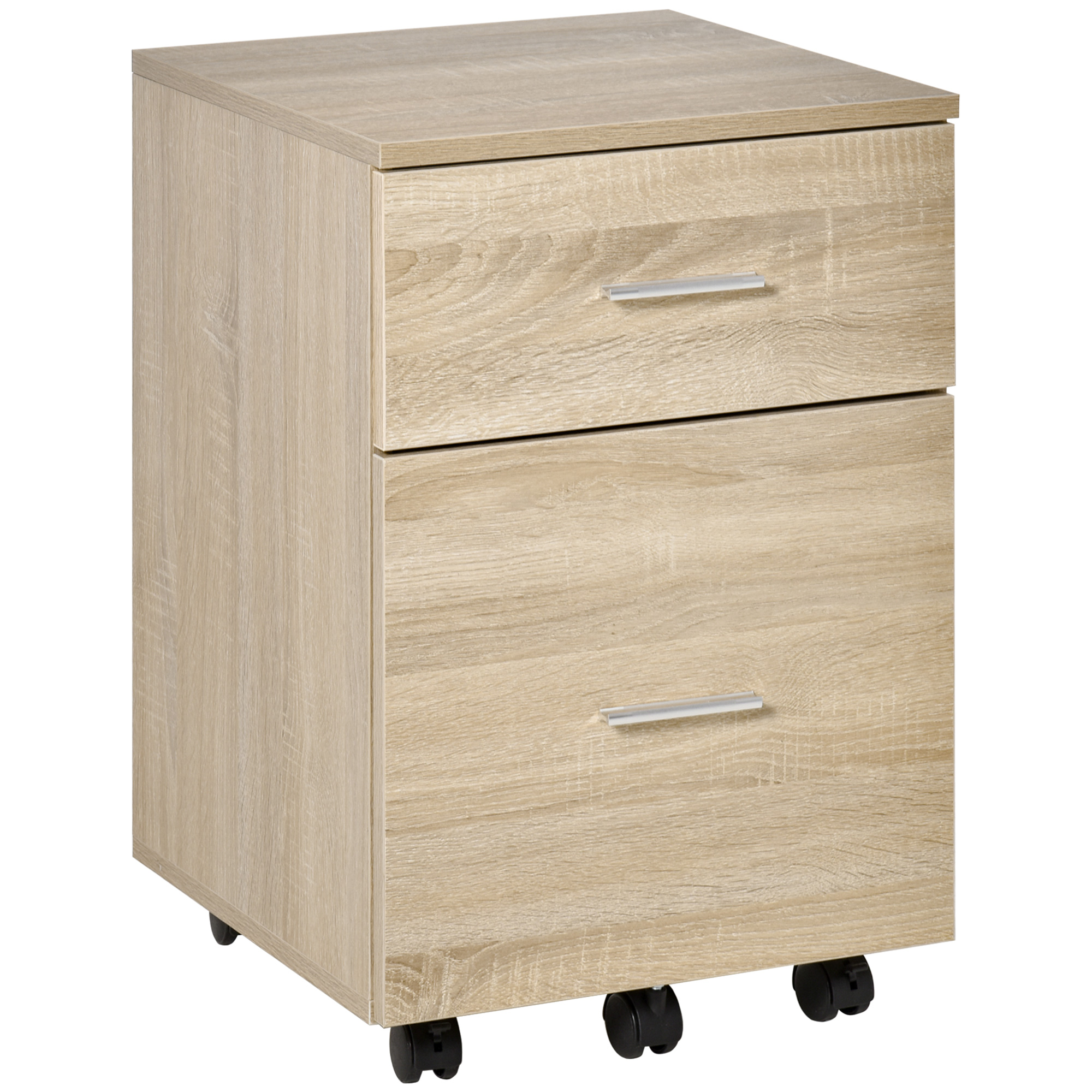 Vinsetto Mobiler Büroschrank Mit 2 Schubladen Und 5 Rollen, Spanplatte, 39,5 X 39 X 58,5 Cm, Eiche