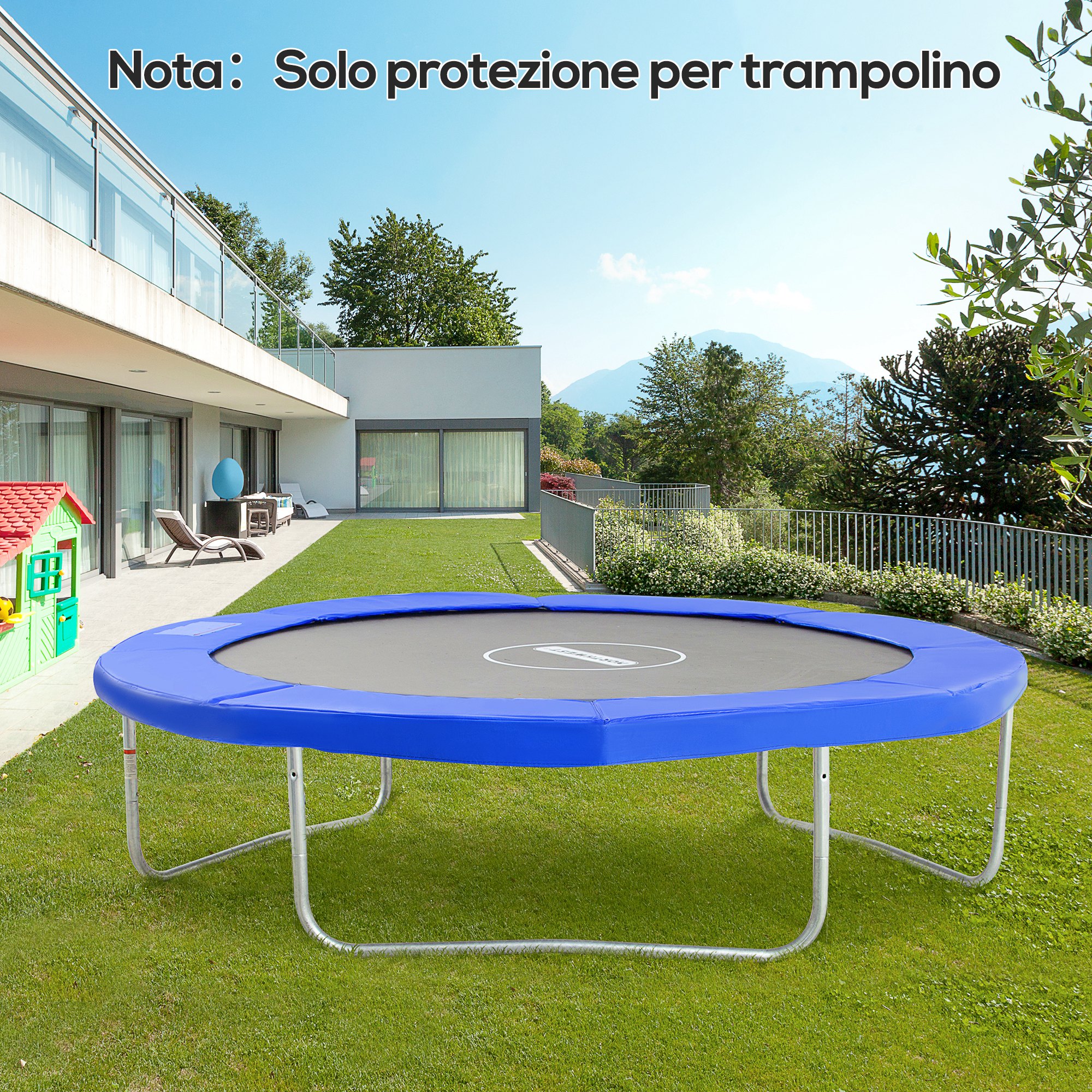 Gepolsterter Trampolinrandschutz, Trampolinschutz Mit 15 Mm Polsterung Aus Kunststoff Und Pe, Ø 305 Cm, Blau