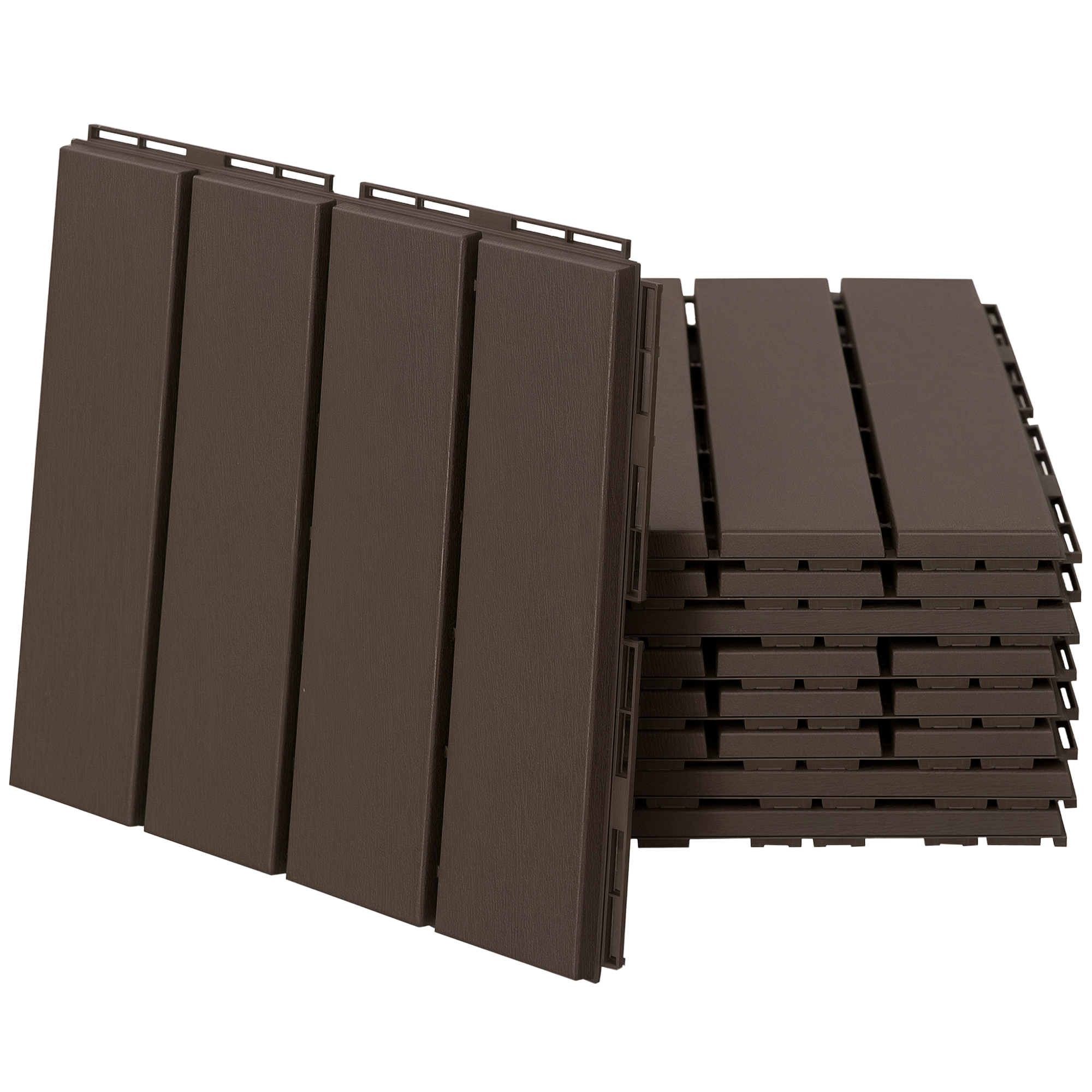 Outsunny Terrassenfliesen – 9er-set – Klicksystem, Sehr Einfache Verlegung – Kleine Verbundkunststofffliesen, Schokoladenbraune Holzoptik