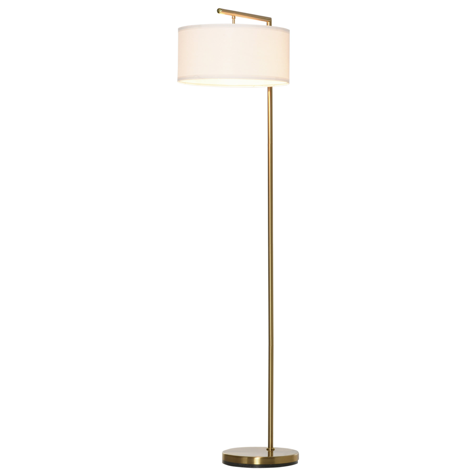 Stehlampe Mit Leinenschirm Und Stabilem Runden Fuß Für Wohnzimmer, Büro Oder Schlafzimmer, 47 X 37 X 153 Cm, Gold Und Weiß