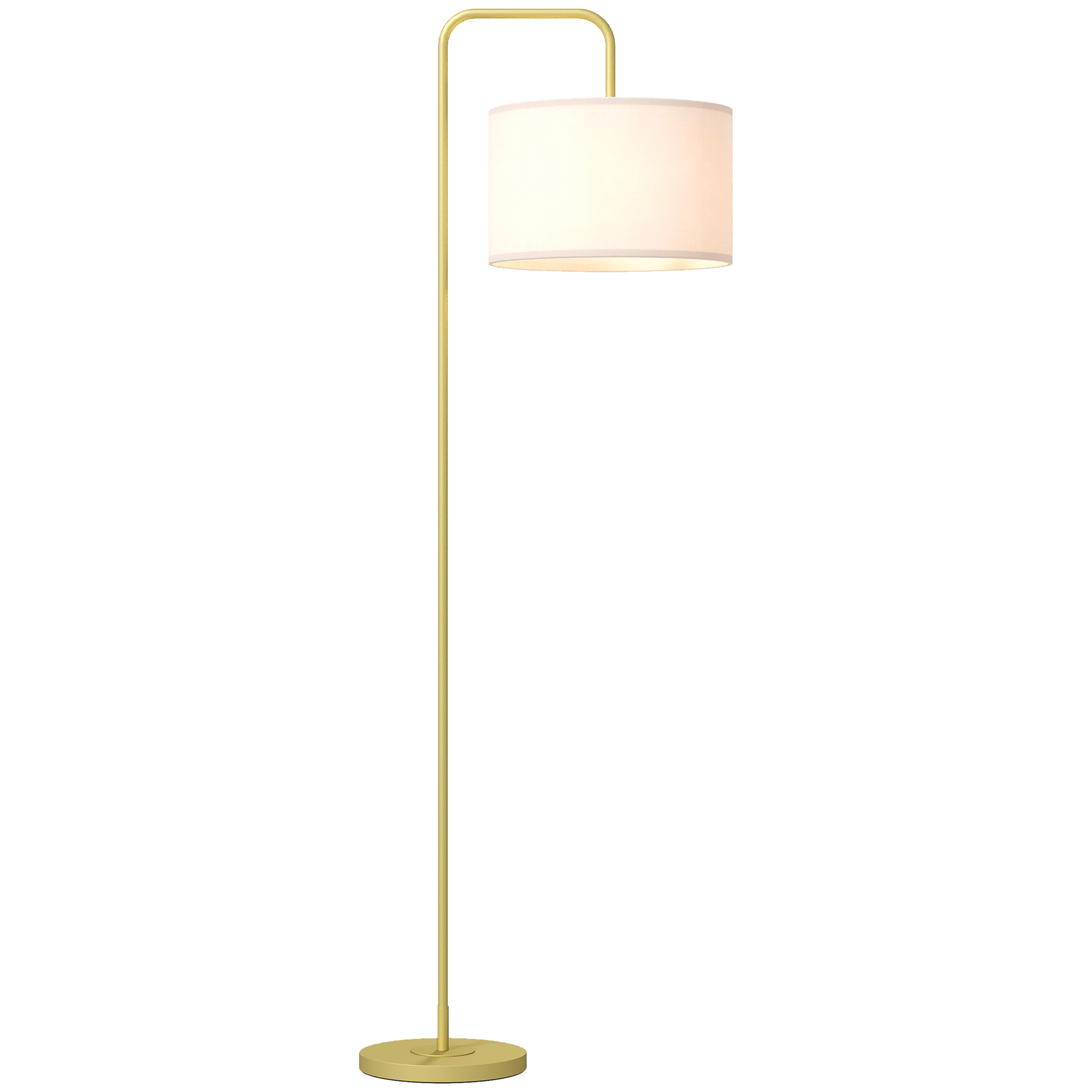 Moderne Stehlampe Mit Lampenschirm Aus Synthetischem Leinen, Leselampe Fürs Wohnzimmer, 64 X 38 X 163,5 Cm, Weiß Und Gold
