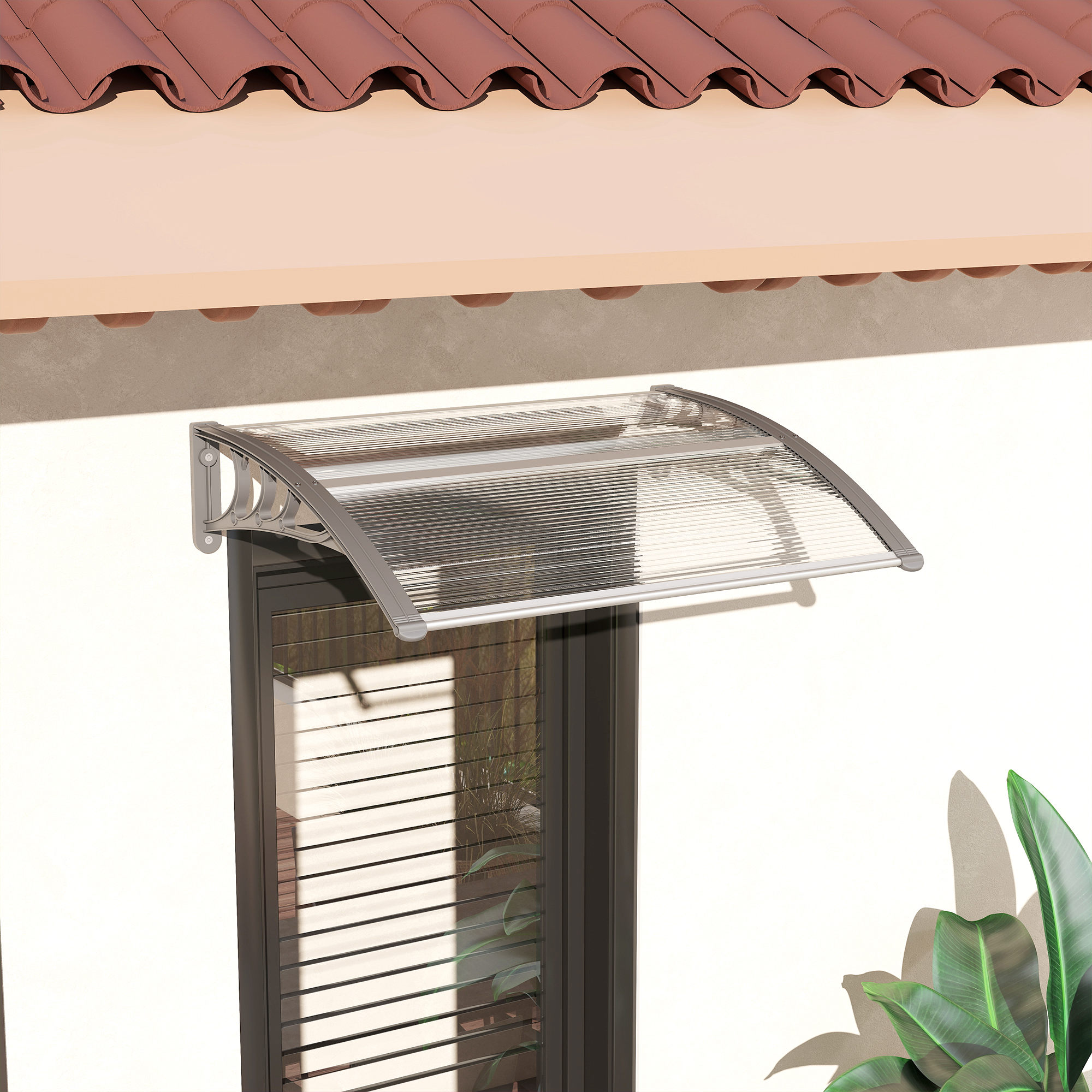 100 X 75 Cm Polycarbonat-außenüberdachung Für Balkontüren Und Fenster, Uv-beständig, Silber