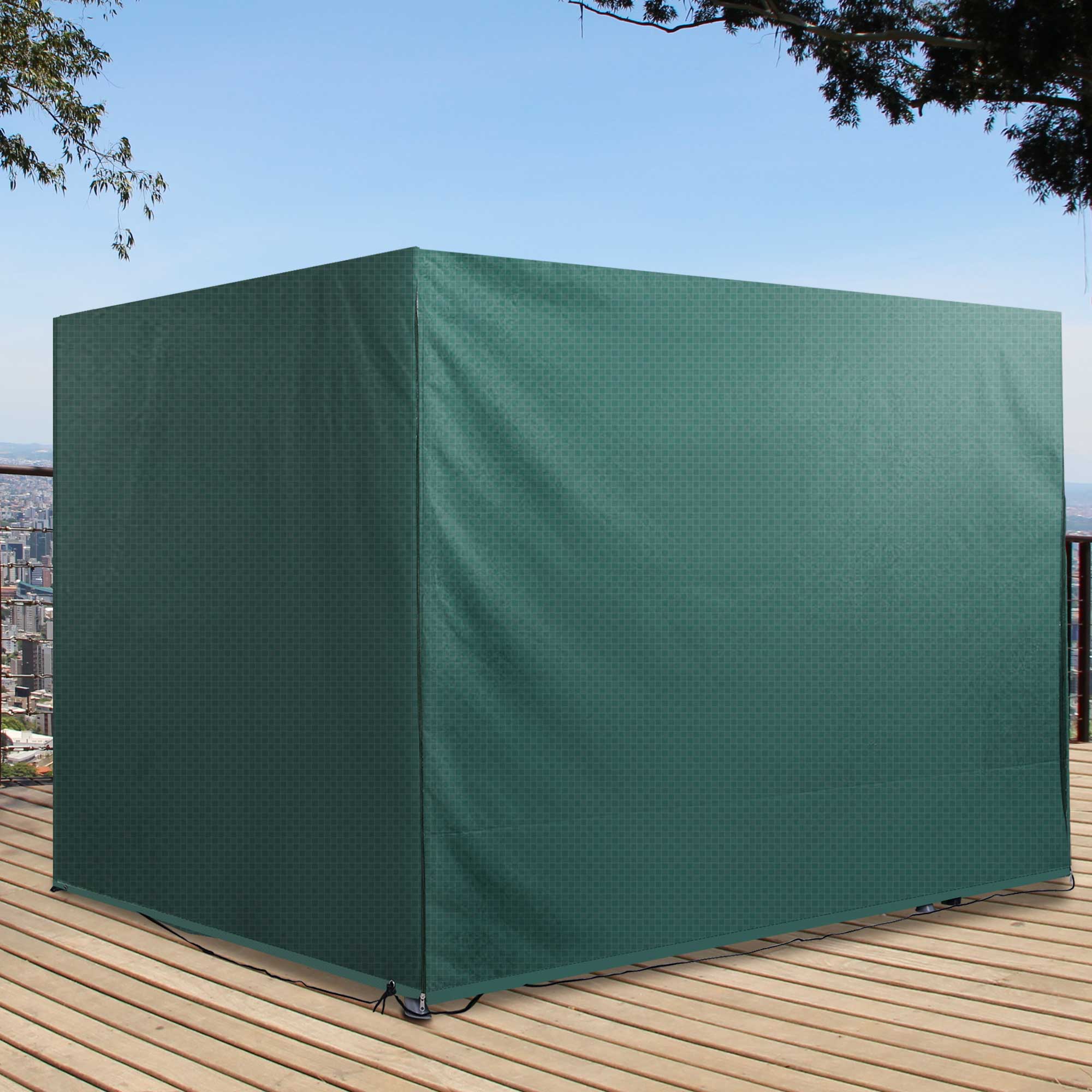 Outsunny Gartenschaukelabdeckung, Wasserdichte Schutzhülle Mit Reißverschluss, 215 X 155 X 150 Cm, Grün