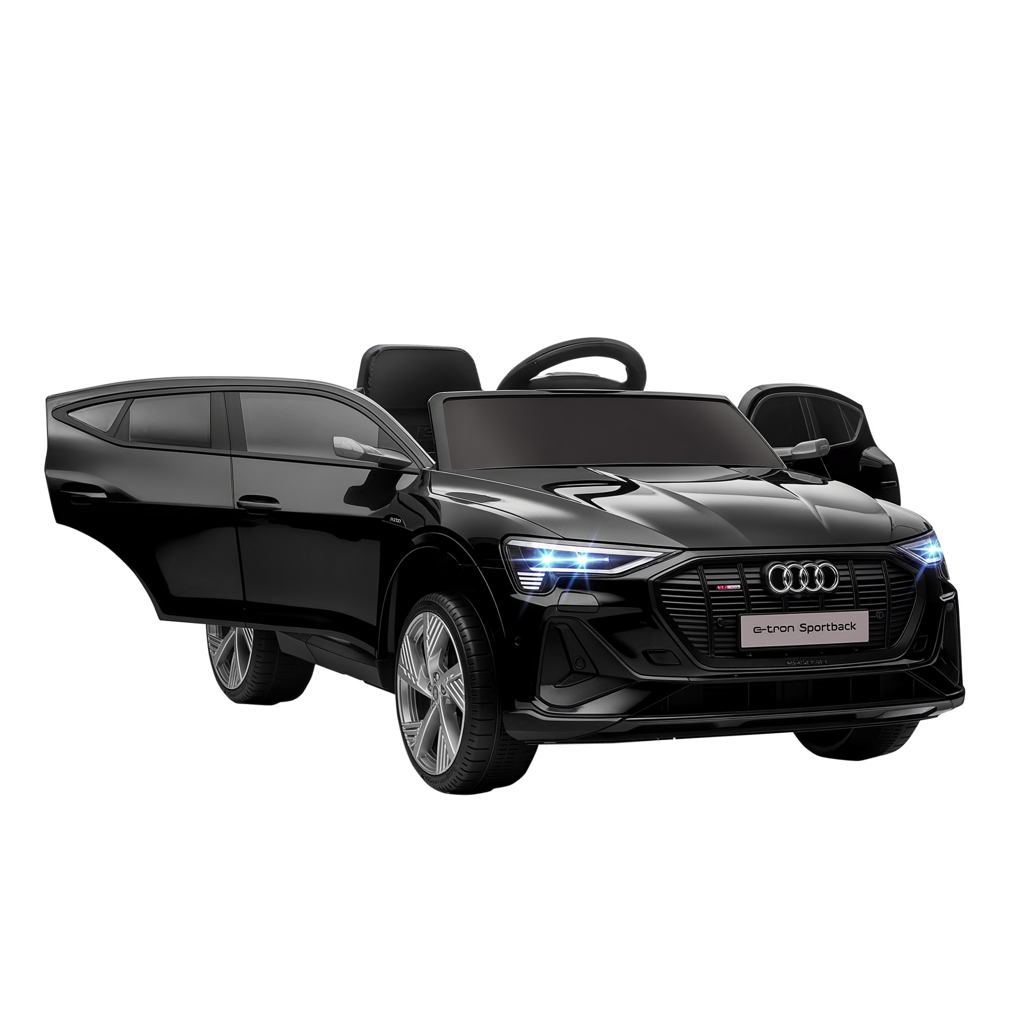 Lizenzierter Audi E-tron Sportback Elektro-kinderwagen, 12-v-elektrofahrzeug, Max. 5 Km/h, Mit 2,4-ghz-fernbedienung, Led-scheinwerfern, Musik, Hupe, Usb-anschluss, Mp3-player, Schwarz