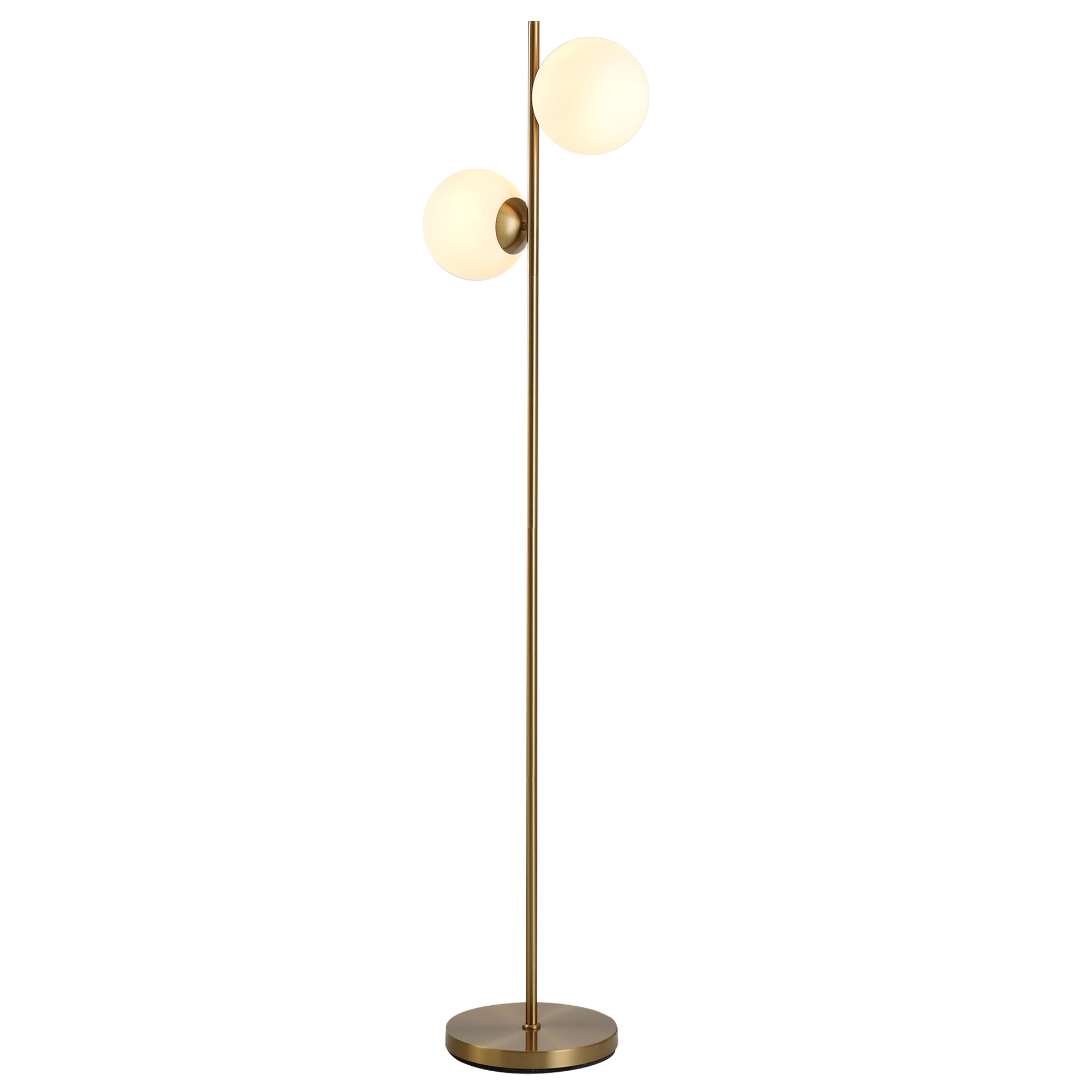 Designer-stehlampe Im Neo-retro-stil, 2 Kugelköpfe, Max. 40 W, Goldfarbenes Metall