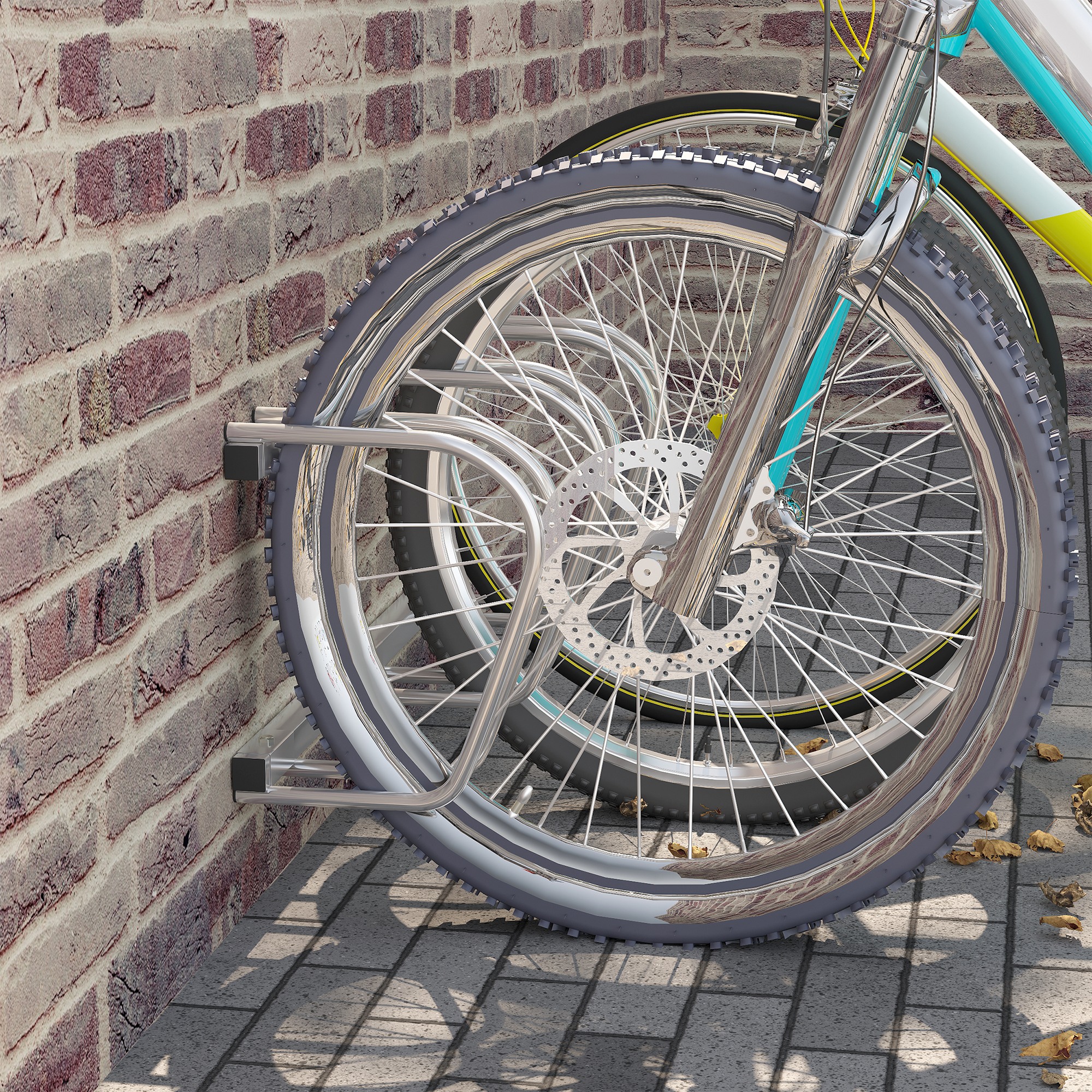 Fahrradständer Zur Boden- Oder Wandmontage, Stahlständer Für 3 Fahrräder, Räder Bis 55 Mm, 70,5 X 33 X 27 Cm, Silber