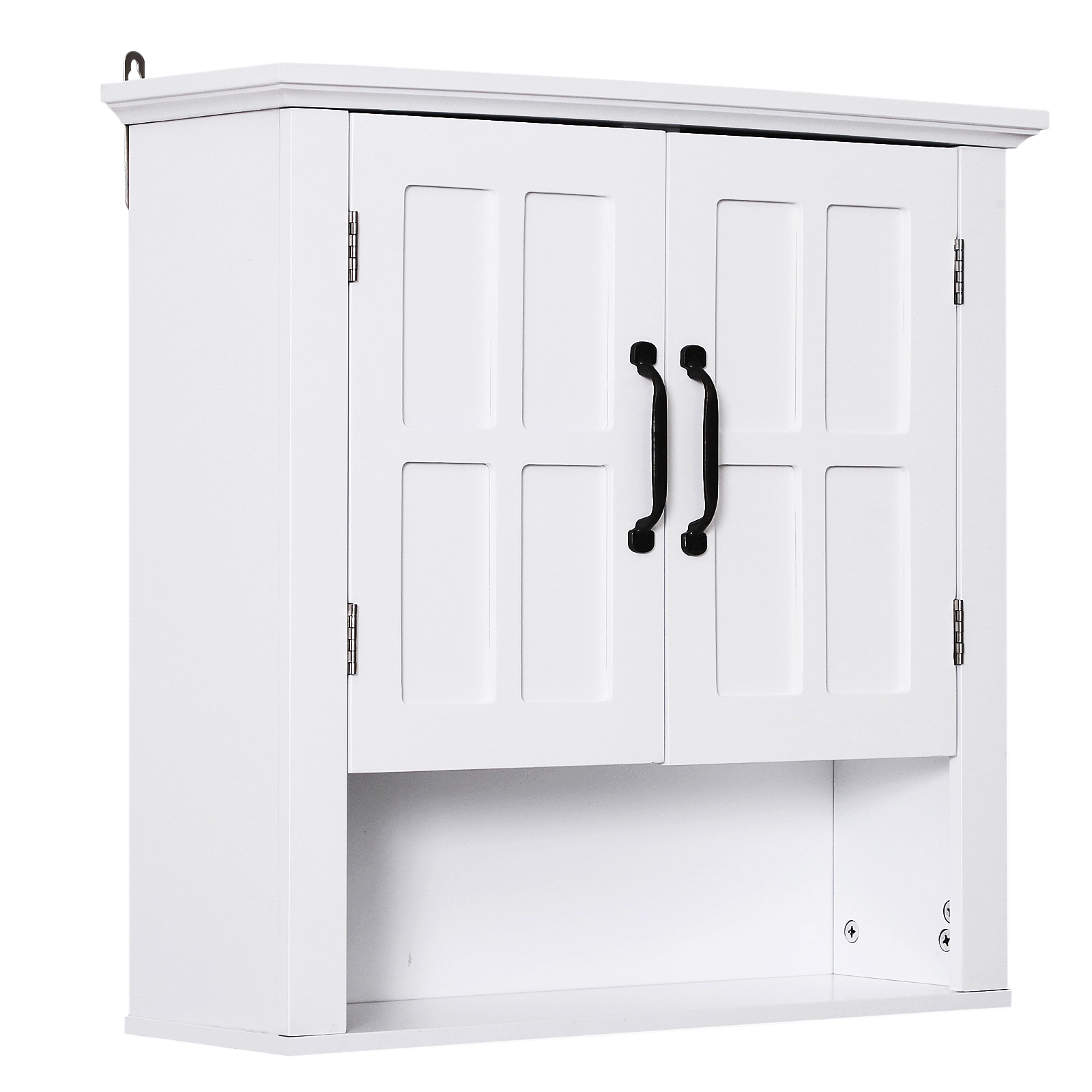 Hoher, Wandmontierter Badezimmer- Oder Wc-schrank Mit 2 Türen Und 2 Einlegeböden, Nischenmaße: 60 X 20 X 58 Cm (l X B X H), Mdf-spanplatte, Weiß