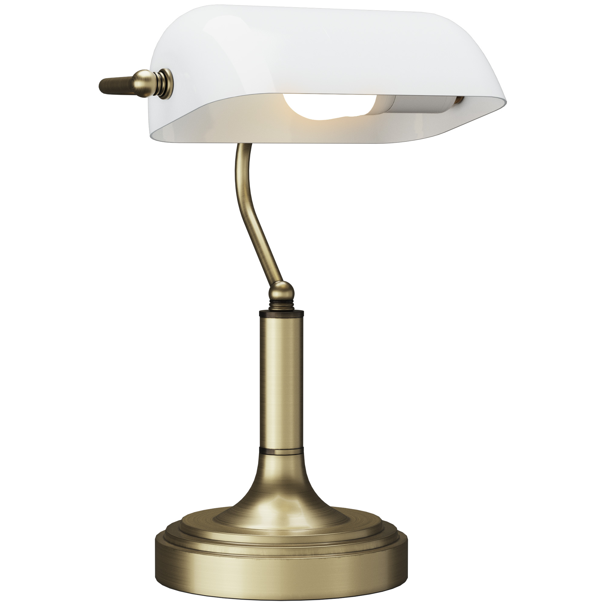 Banker-schreibtischlampe Mit Verstellbarem Schirm Und Wippschalter Für Büro/bibliothek, Weiß