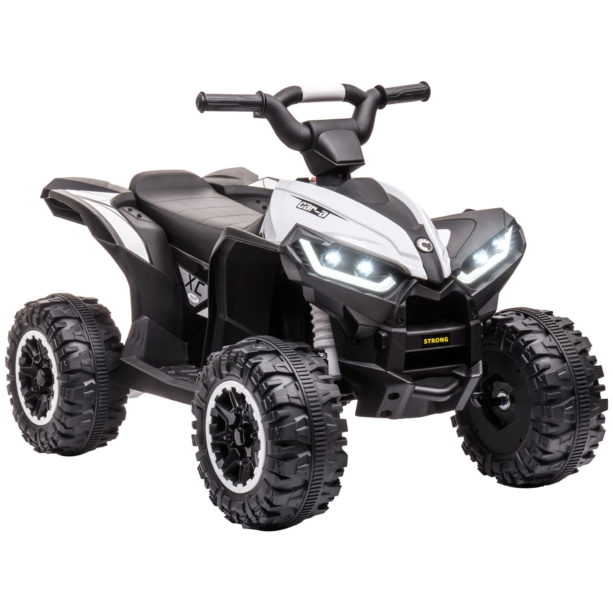 12-v-elektro-quad-buggy Für Kinder, 6 Km/h Höchstgeschwindigkeit, Lichteffekte, Kindersitz (3–5 Jahre), Metall, Pp, Schwarz-weiß