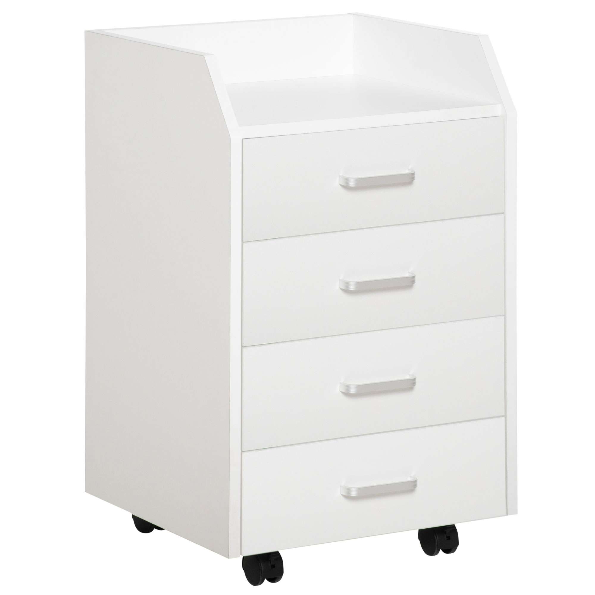 Vinsetto Büro-aufbewahrungseinheit Auf Rollen Mit 4 Schubladen, Mdf Und Spanplatte, Maße: 40 X 36 X 65 Cm (l X B X H), Weiß