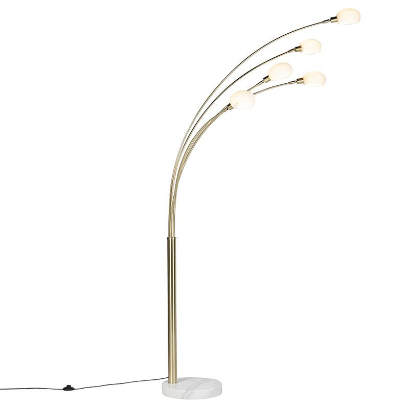 Art Deco Stehlampe Gold 5 Lampen - Sixties Marmo