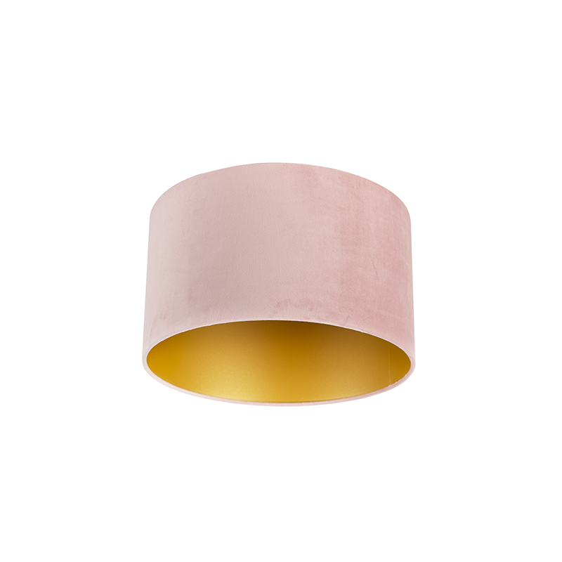 Velour Lampenschirm Pink 35/35/20 Mit Goldener Innenseite