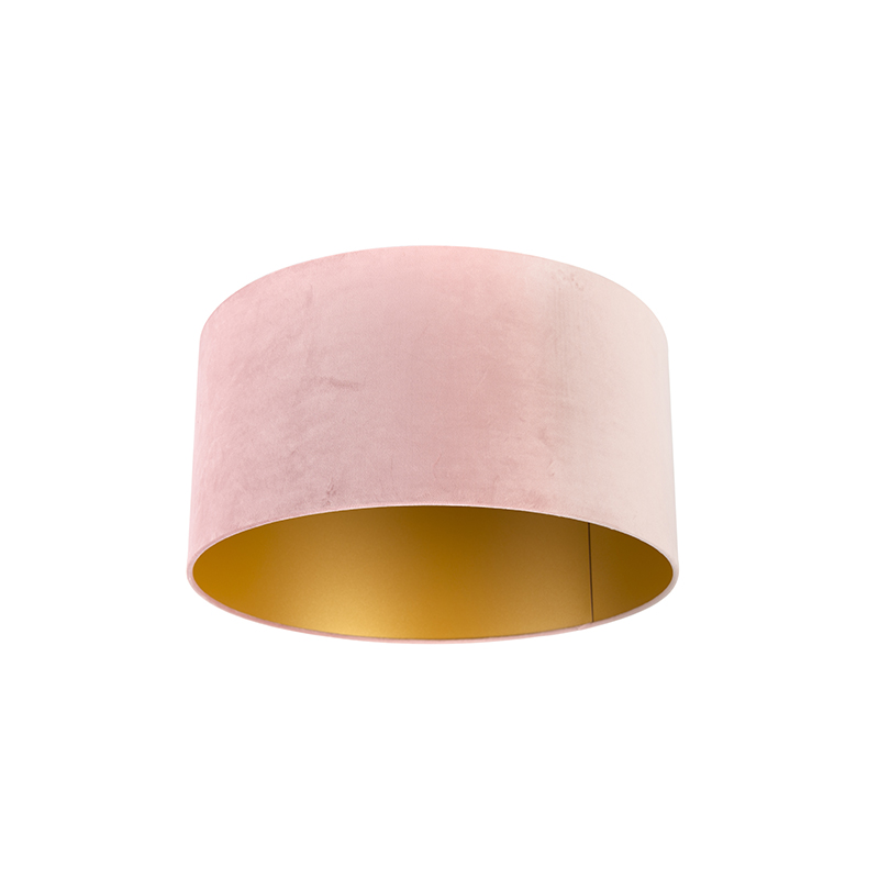 Velour Lampenschirm Pink 50/50/25 Mit Goldener Innenseite