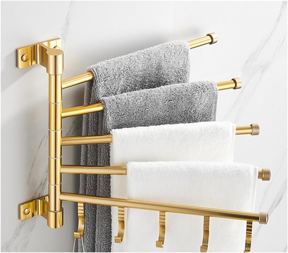 Drehbarer Handtuchhalter Fürs Badezimmer, Goldene Drehbare Handtuchstangen, Wand-wäscheständer, Drehbare Handtuchstange, Faltbarer Handtuchhalter Für Waschküche Und Küche C-5bars