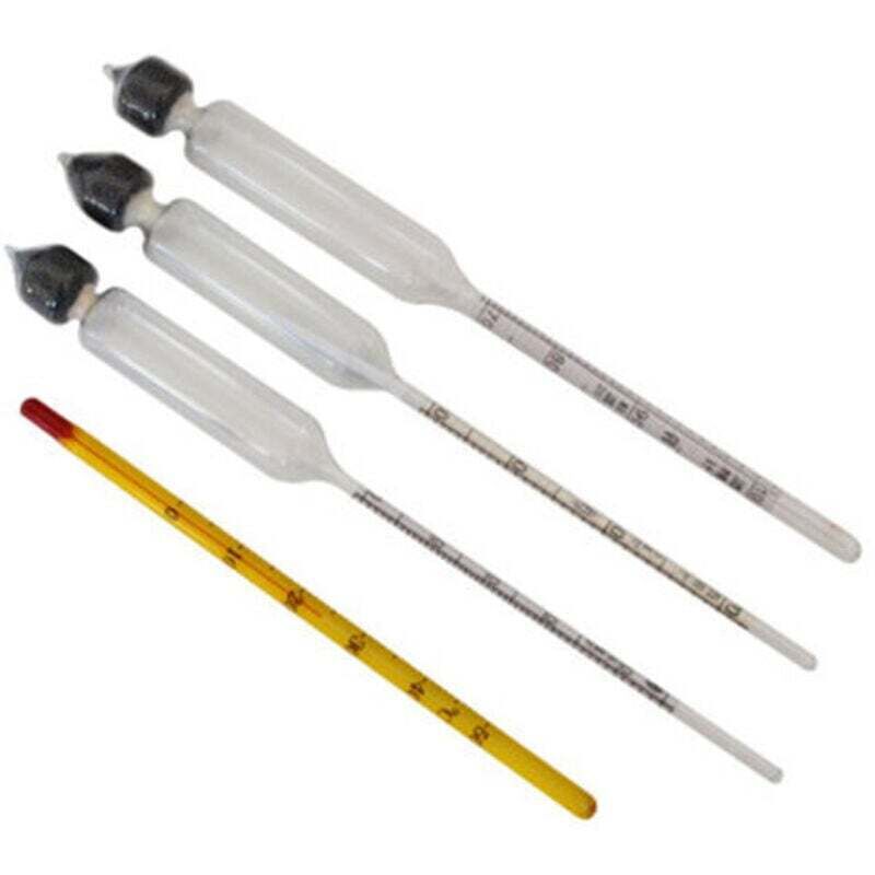 3-teiliges Alkoholmeter Mit Thermometer, Alkoholgehaltsmessung: 0–40 %, 40–70 %, 70–100 % Vol., Hydrometer Für Spirituosen, Destillate, Whisky, Brandy, Wodka