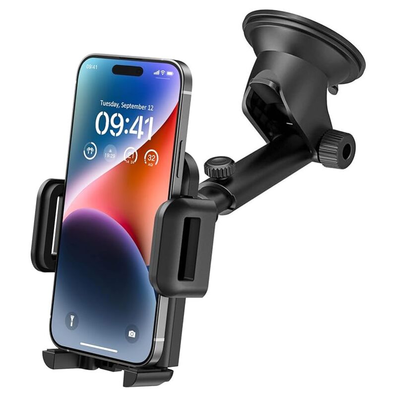 Verstellbare Autohalterung Mit Saugnapf – 11,8–16,8 Cm Teleskoparm – Schnellverschlussknopf – Kompatibel Mit Smartphones Von 4,7 Bis 6,9 Zoll