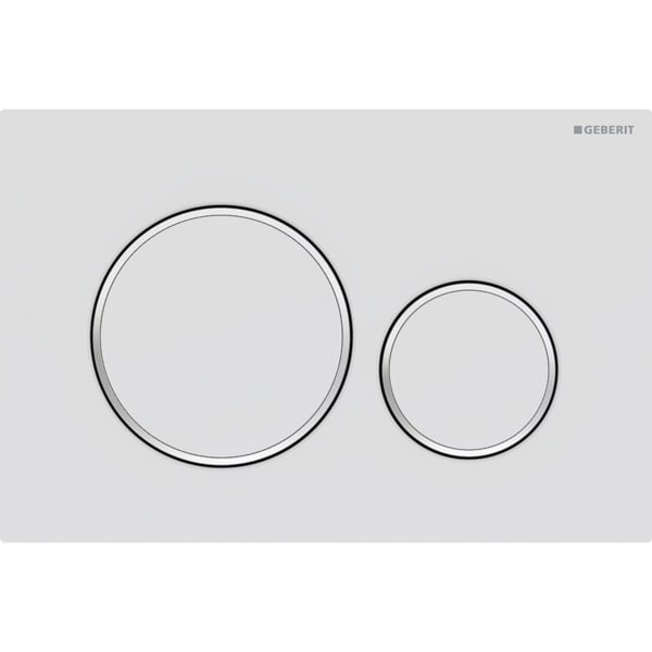Geberit Sigma20 Zweimengenspülplatte: Mattweiß Lackiert, Easy-clean-beschichtung, Poliertes Chrom