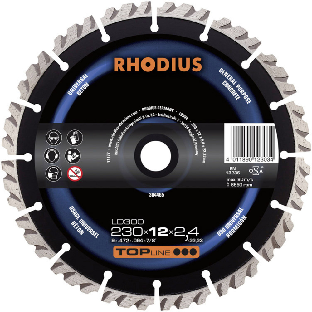 Rhodius Ld300, 1 Stück, 230 X 12,0 X 2,4 Mm, Diamanttrennscheibe