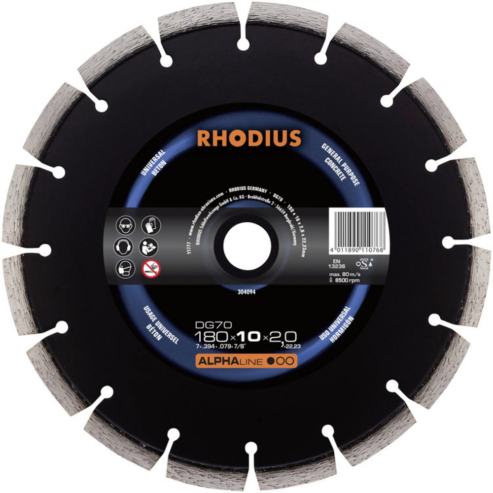 Rhodius Dg70, 1 Stück, 180 X 10,0 X 2,0 Mm, Diamanttrennscheibe