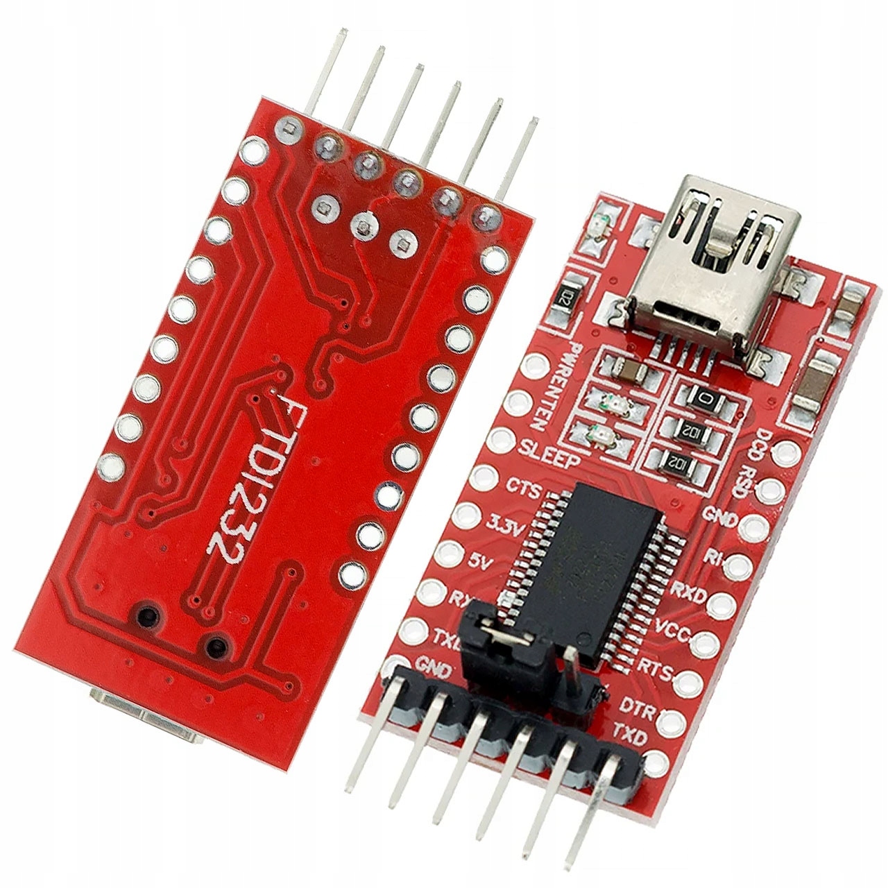 Rosfix Ft232rl Usb-uart Konverter Rs232 Ttl – Miniusb 3,3/5v Umschaltbar Usb1.1/2.0, Led, 36 X 17,5 Mm