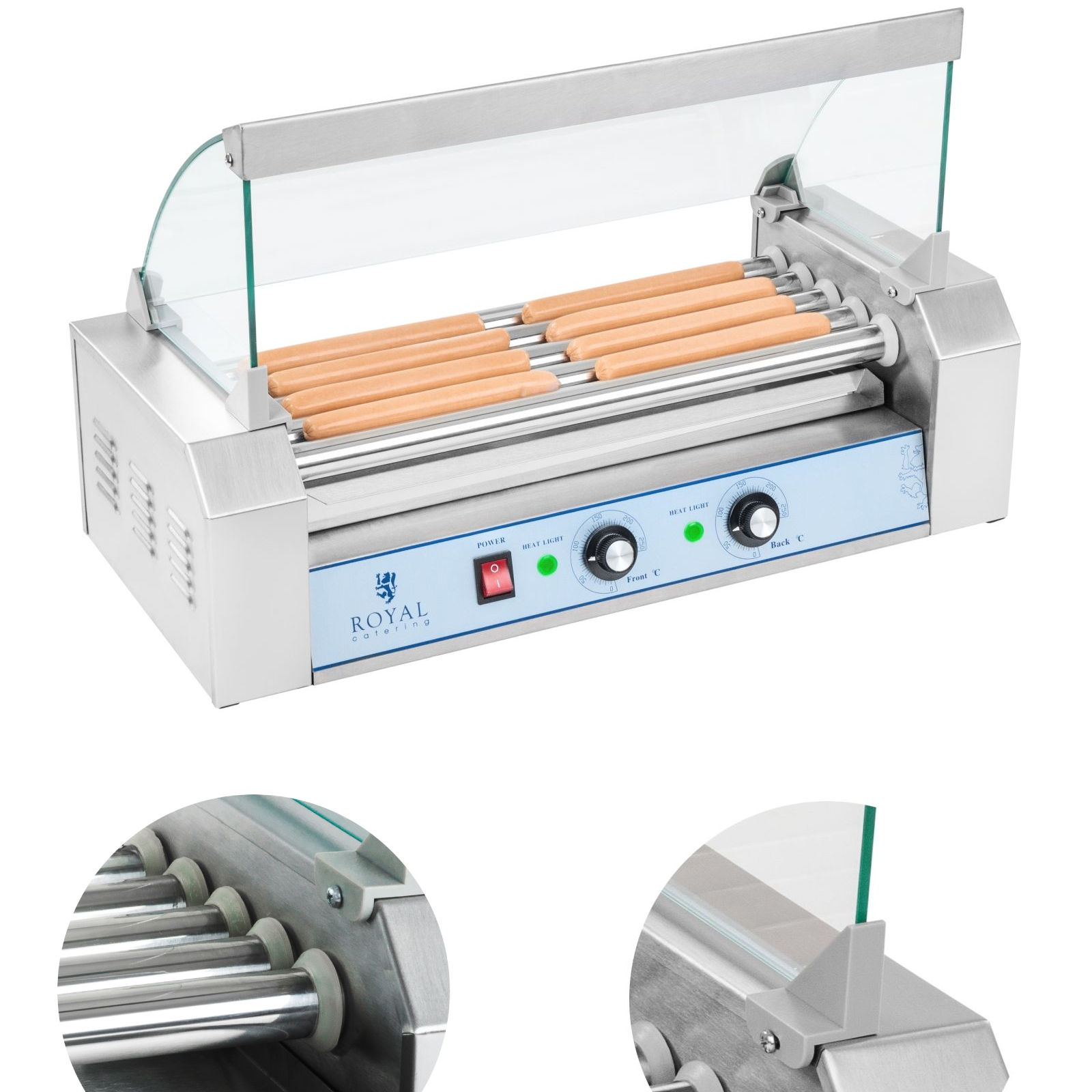 Rollengrill Mit Deckel, Rollengrill, Wurstwärmer, 5 Brötchen