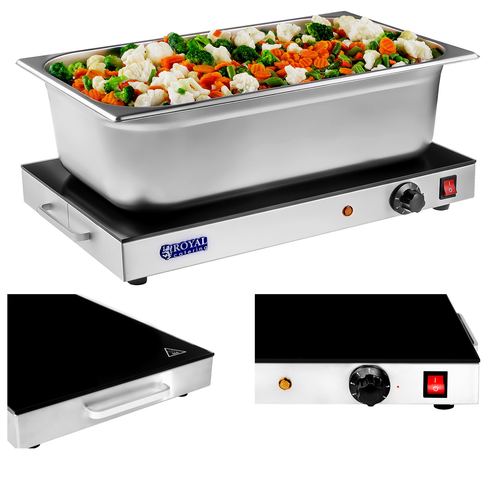 Royal Catering - Warmhalteplatte 260 W Wärmeplatte Wärmer Edelstahl Speisenwärmer 30 85 °c