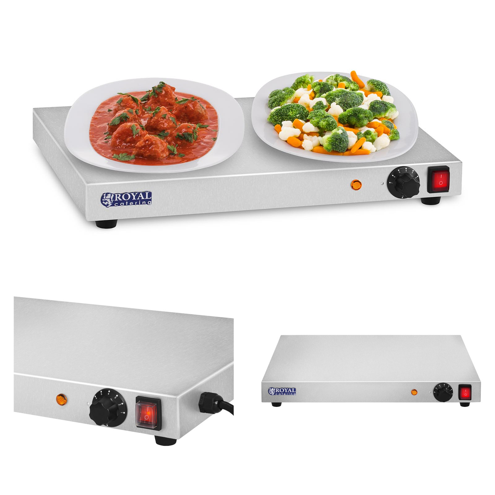 Royal Catering - Warmhalteplatte 250 W Edelstahl Wärmeplatte Wärmer Speisenwärmer 35 90 °c