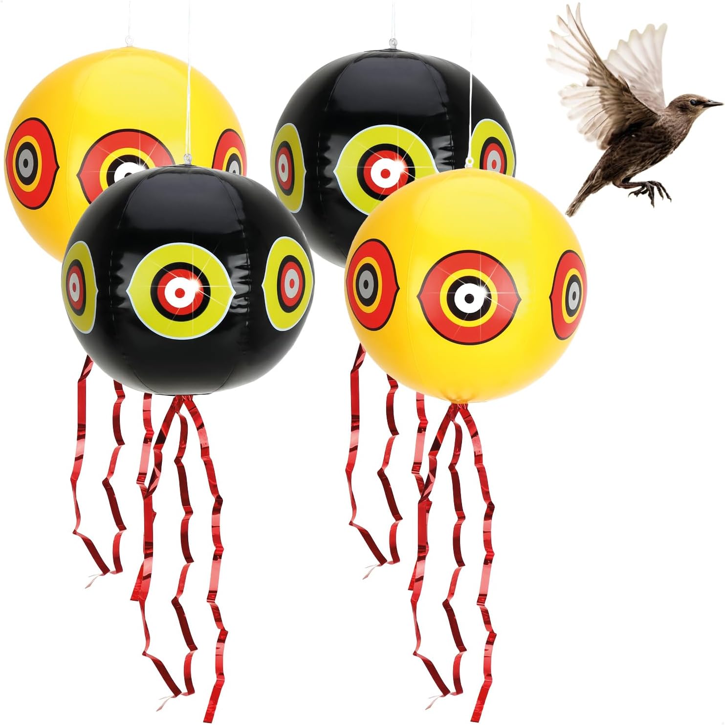 Vogelschutzballons, Reflektierende Augen, Knisterstreifen, Kunststoff, Garten, Balkon