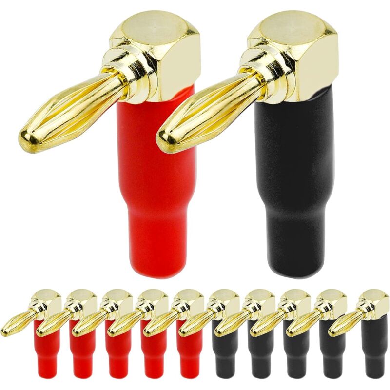 12 Stück 90-grad-bananenstecker, 4 Mm L-förmige, Vergoldete Bananenstecker Aus Reinem Kupfer Für Lautsprecherkabel, Audio-/video-receiver Und Verstärker