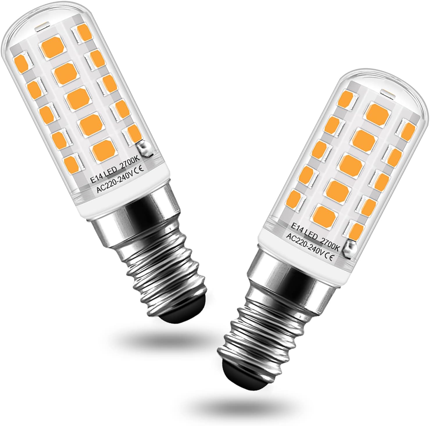 2er-pack E14-led-lampen, 4 W, Warmweiß (2700 K), 400 Lm, Nicht Dimmbar, Für Kühlschrank-/salzlampen