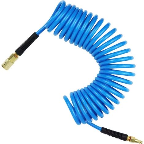 7,5 M Langer Pu-druckluftschlauch, 6 Mm Innendurchmesser X 9,5 Mm Außendurchmesser, Mit 1/4"-schnellkupplungen, Knickschutz, Blau