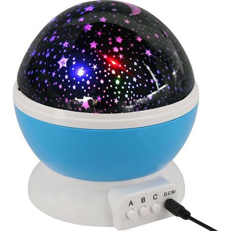 Nachtlicht Für Kinder, 360° Drehbare Romantische Projektorlampe, Baby-sternen-nachtlicht, Nachttischlampe, Stimmungslichtlampe (4 Leds, 8 Beleuchtungsmodi, 2 Lademodi)