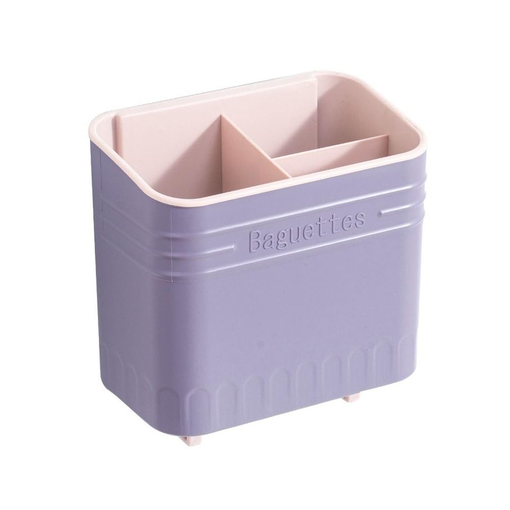 Küchenutensilienhalter, Abtropfgestell Für Essstäbchen Und Plastiklöffel, Multifunktionaler Abtropfkorb, Wandmontierter Trockenständer (quadratisch, Lila)