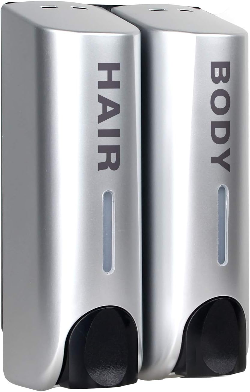 Set Mit 2 Wandseifenspendern, 350 Ml, Abs-kunststoff, Silber, Für Badezimmer