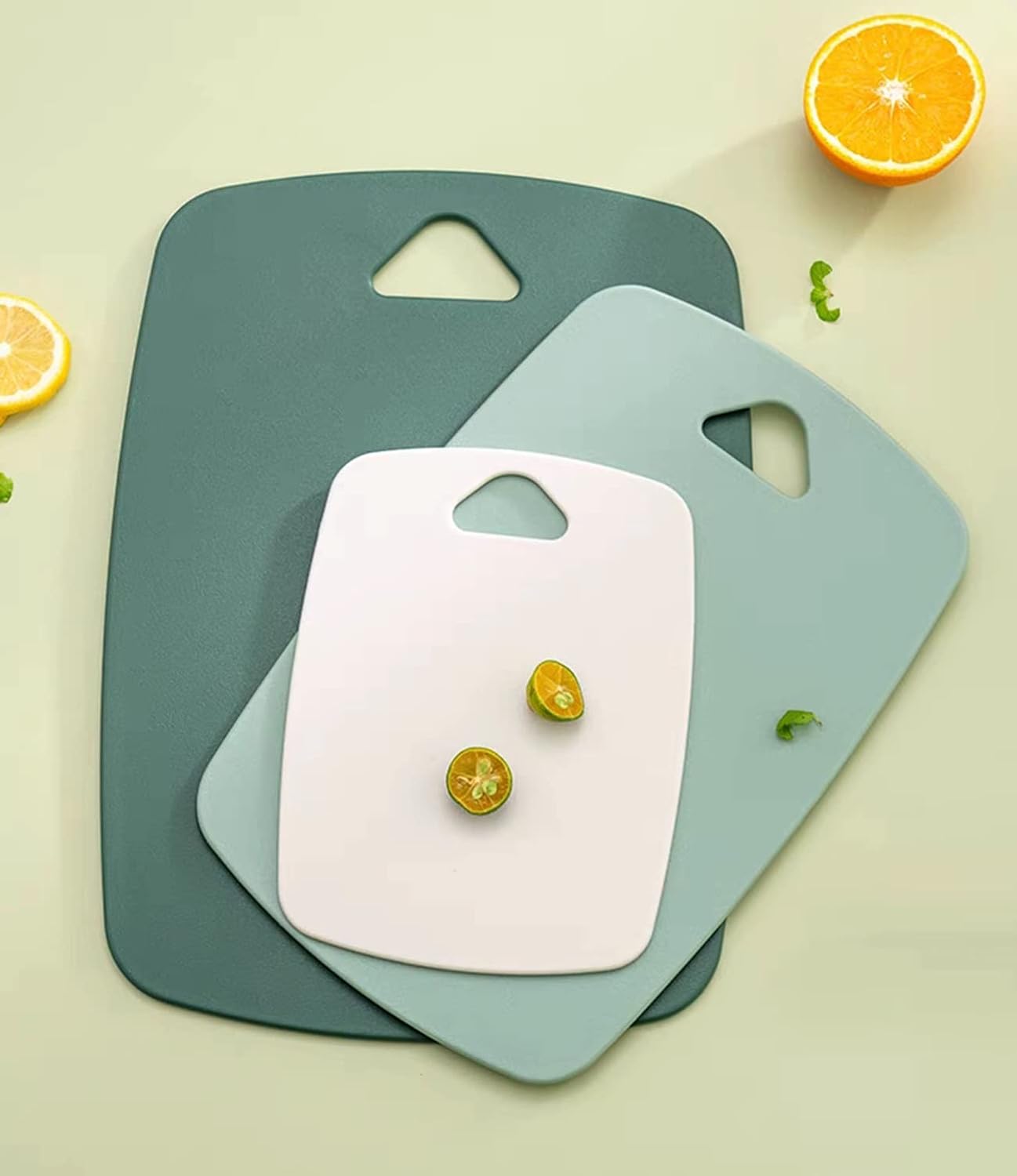 Küchenschneidebretter, Dicke Schneidebretter Für Fleisch, Gemüse, Obst, Mit Griffigem Griff (grün, 3er-set)