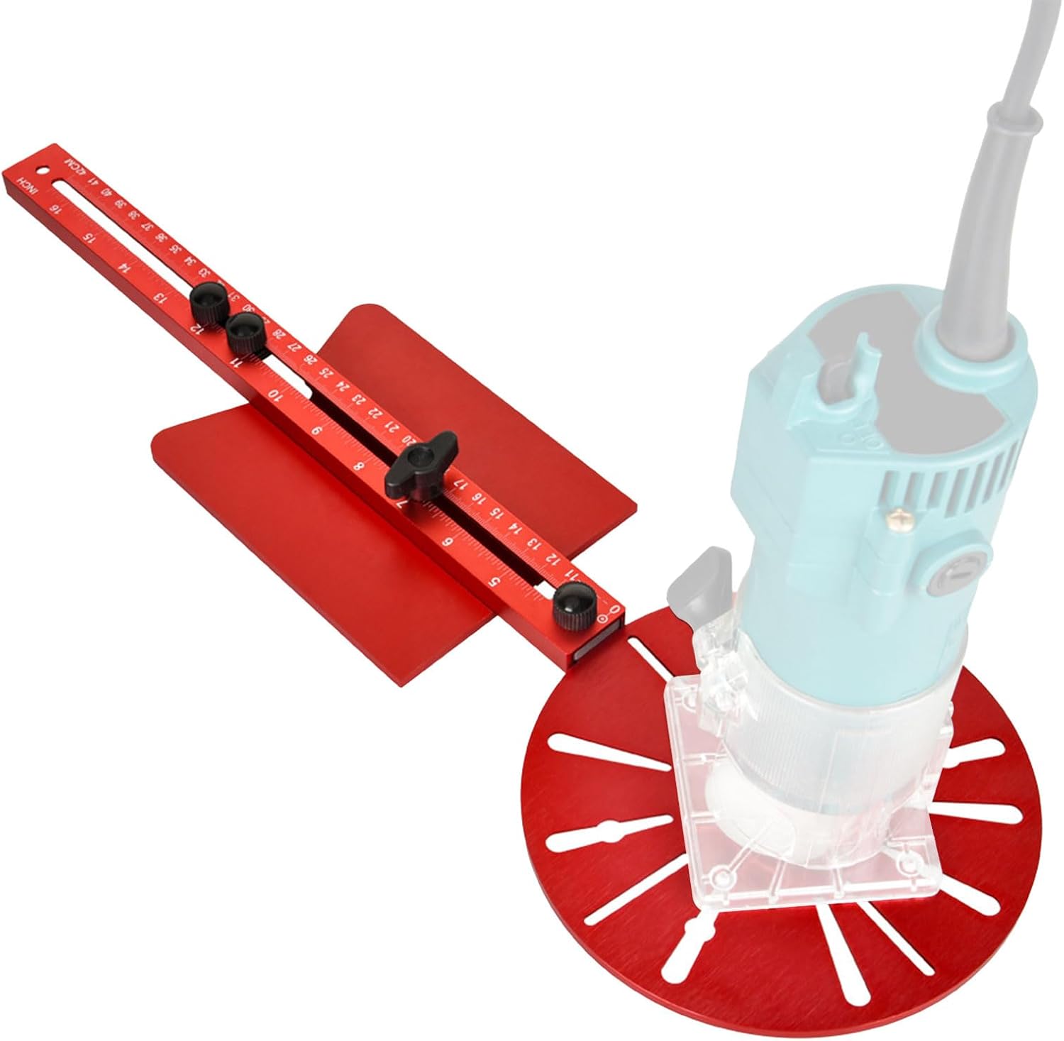 1 Kreisschneidschablone, Nutenfrässtütze Aus Aluminiumlegierung, Doppelte Metrische/zoll-skala, Für Spindelformmaschine Und Oberfräse