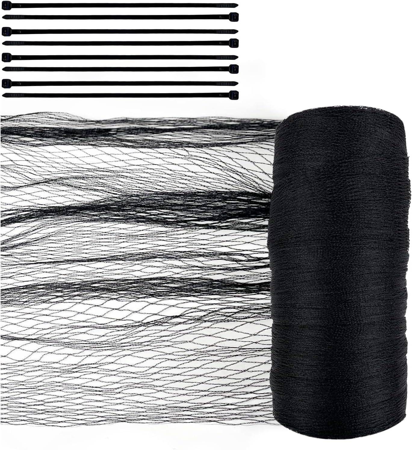 Schwarzes Vogelschutznetz 2,3 M X 20 M, Wiederverwendbares Taubennetz, Maschenweite 15 X 15 Mm, Inklusive 100 Kabelbindern Zum Schutz