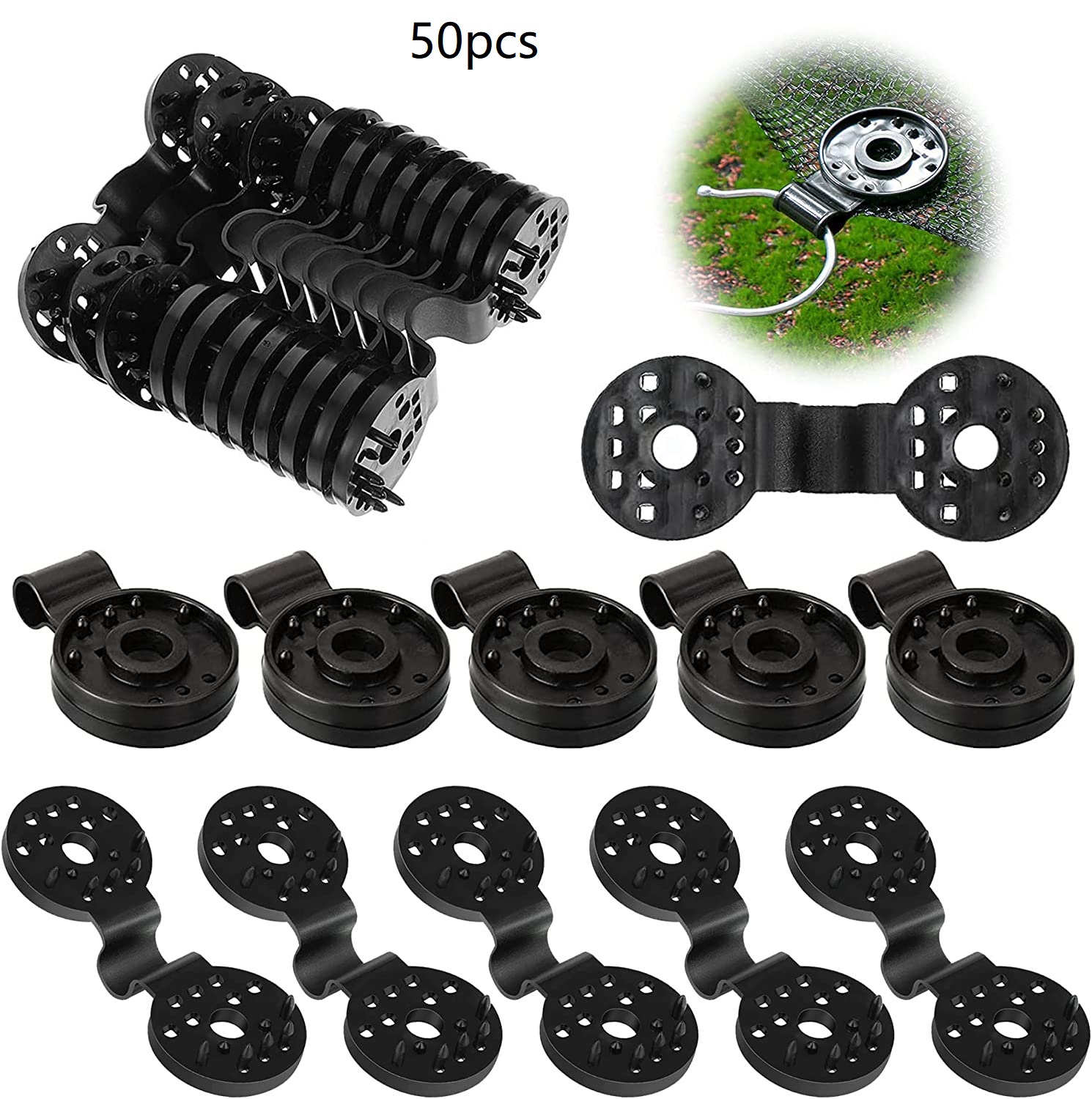 Spezielle Clips Mit Ösen Für Schattierungsnetze, 50 Stück Befestigungsclips Für Schattierungsgewebe, Befestigungsclips Für Sonnenschutznetze, Zubehör Für Schattierungsnetze Und Zaungewebe