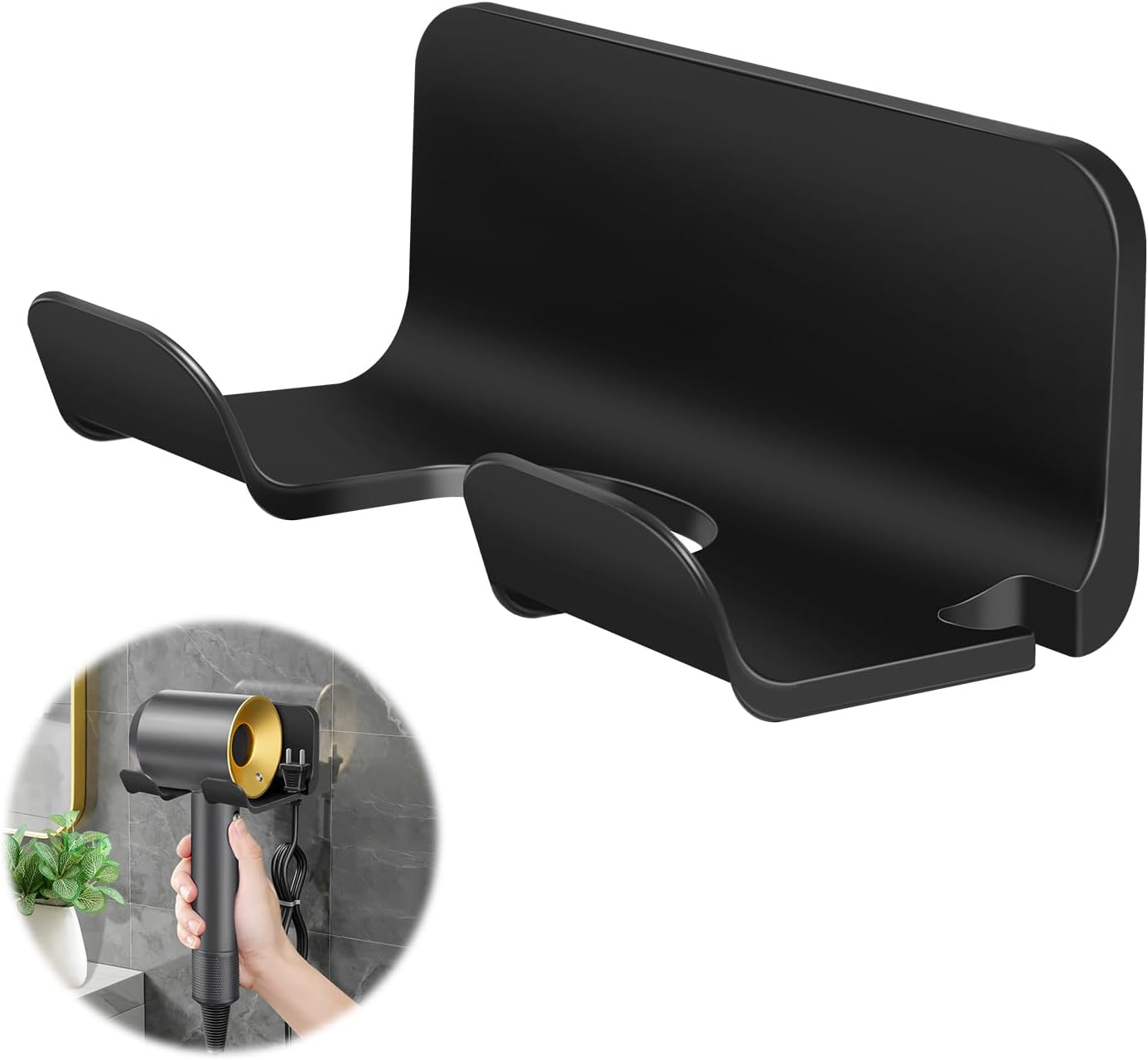 Haartrocknerhalter, Wandhaartrocknerhalter, Haartrocknerhalter Fürs Badezimmer, Haartrocknerständer (schwarz)