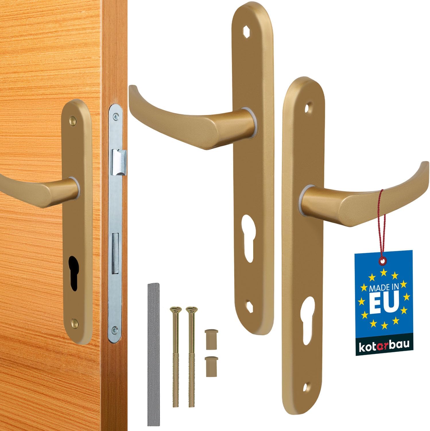 2 Türverkleidungsteile, 72 Mm, Aluminium, Goldfarben, Für Profilzylinder, Links/rechts Montiert, Innen