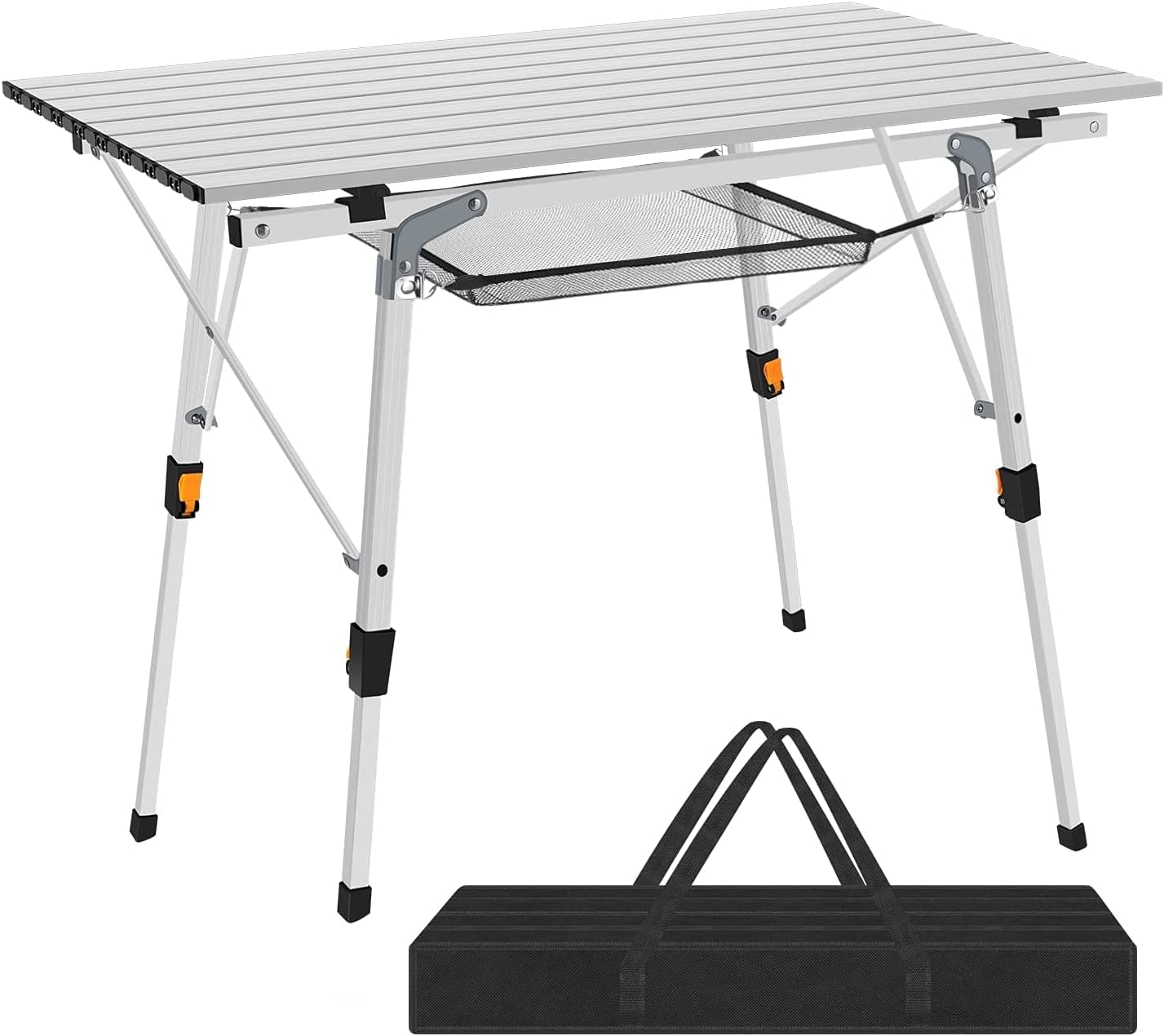 Multifunktionaler, Klappbarer Aluminiumtisch Für 4 Personen – 91 X 52 Cm, Tragkraft Bis Zu 65 Kg, Höhenverstellbar, Silber