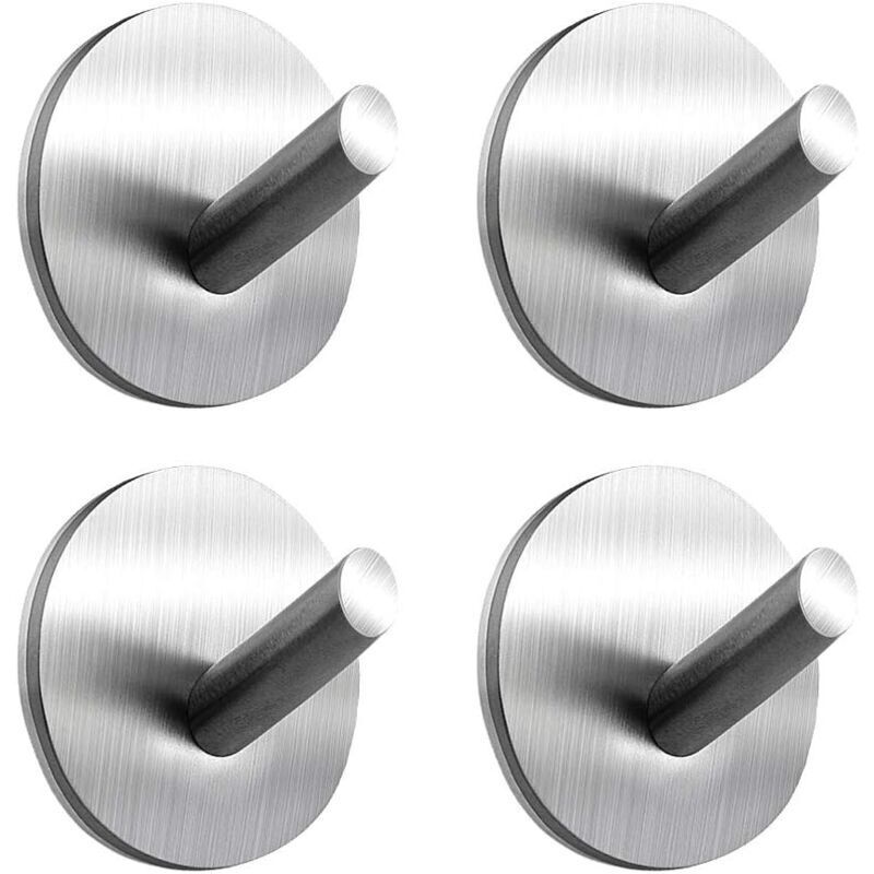 Küchenhandtuchhaken, Selbstklebender Wandhaken (kein Bohren Erforderlich), Mit 3m-klebepad, Aus Edelstahl 304, Multifunktional, 4 Stück, Silberfarben